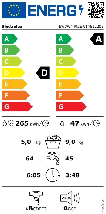 Washer-Dryer Electrolux EW7W4492E 9kg Wash 6kg Dry 1400rpm