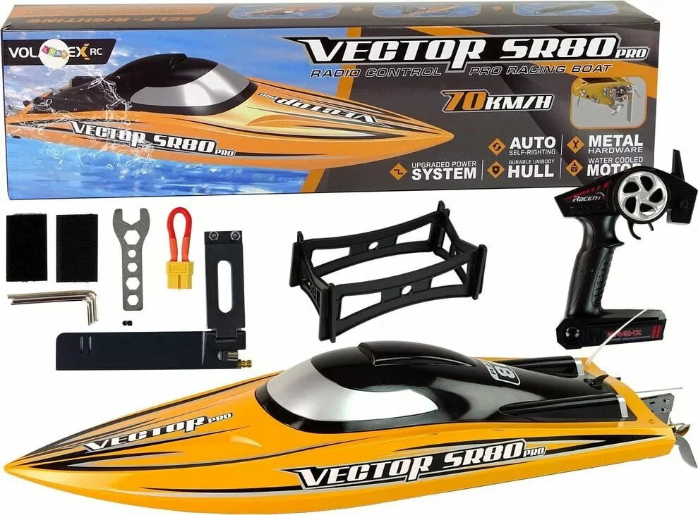 RC Boat LEANToys Łódź R/C Brushless ARTR SR 80 PRO Yellow — brushless ARTR model