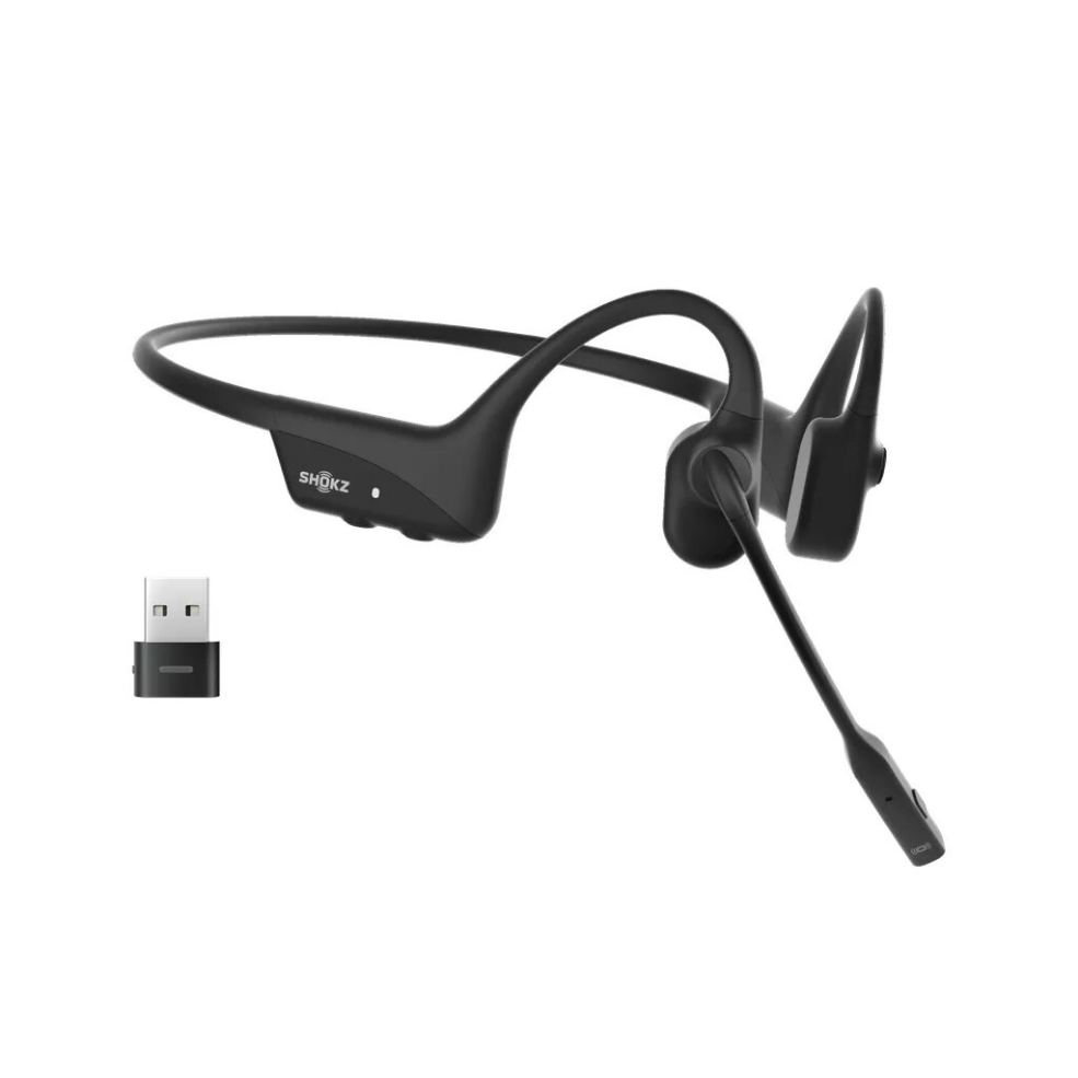 Headset Shokz OpenComm2 UC 2025 — wireless bone-conduction ear-hook headset