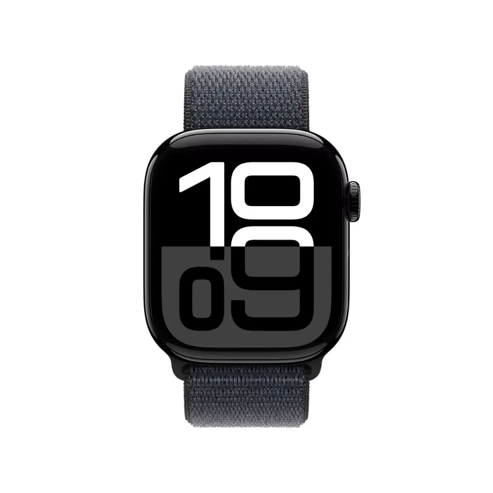 Smartwatch Apple Watch Series 10 GPS + Cellular 42 mm, jet black aluminium behuizing met Ink Sport Loop