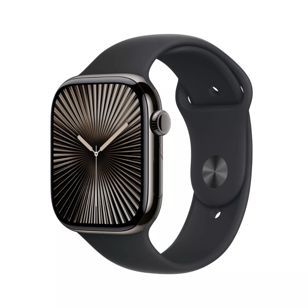 Smartwatch Apple Watch Series 10 GPS + Cellular 46 mm, titaniumsluiting in de kleur Slate, zwart