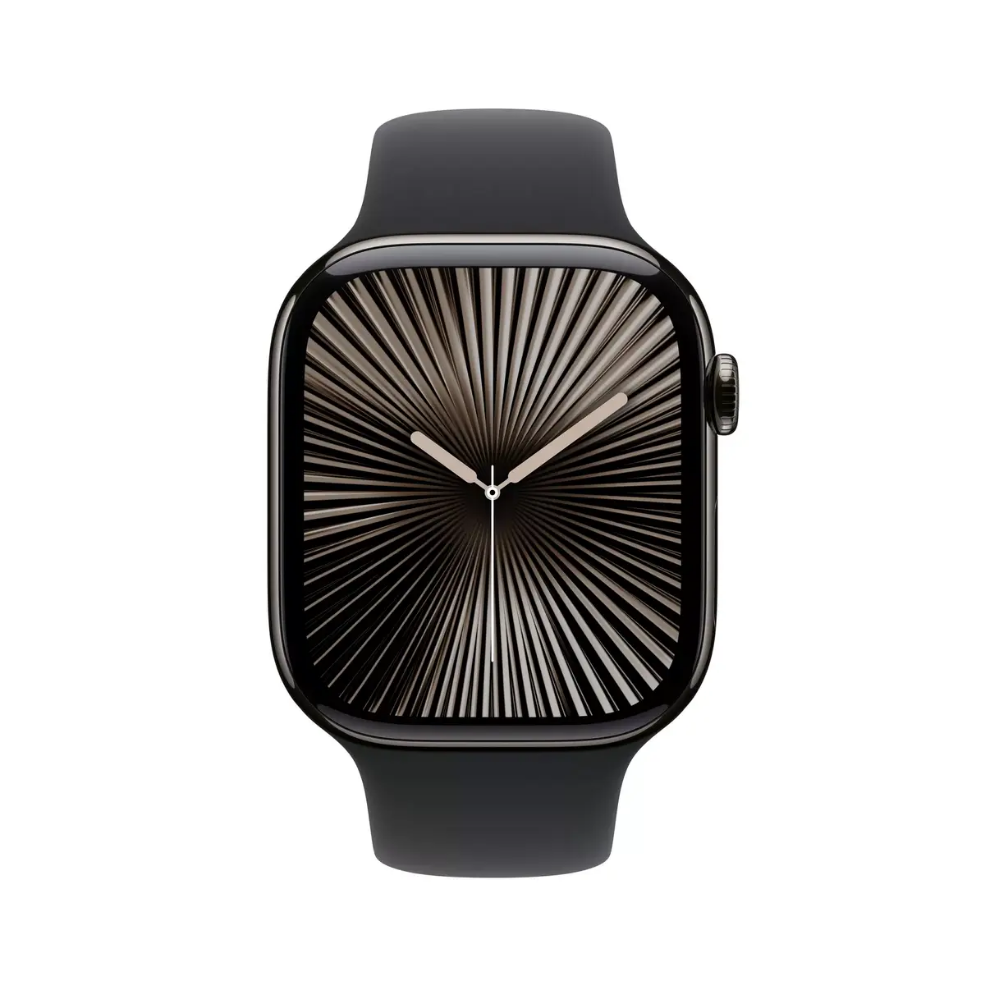 Smartwatch Apple Watch Series 10 GPS + Cellular 46 mm, titaniumsluiting in de kleur Slate, zwart