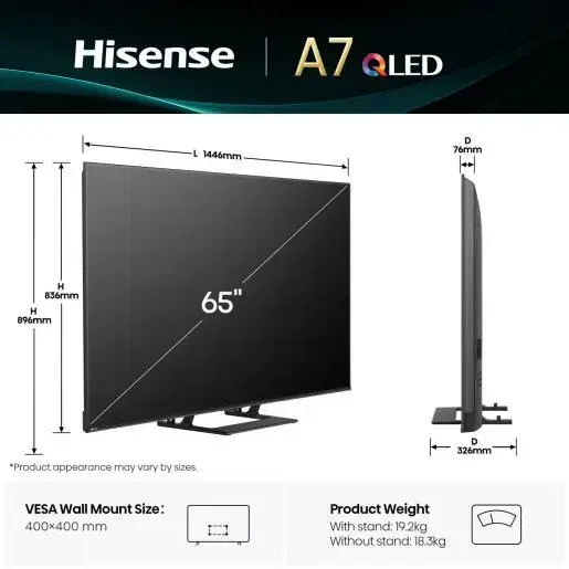Television Hisense A7Q 65A7Q 65" 4K Ultra HD LED 3840 x 2160