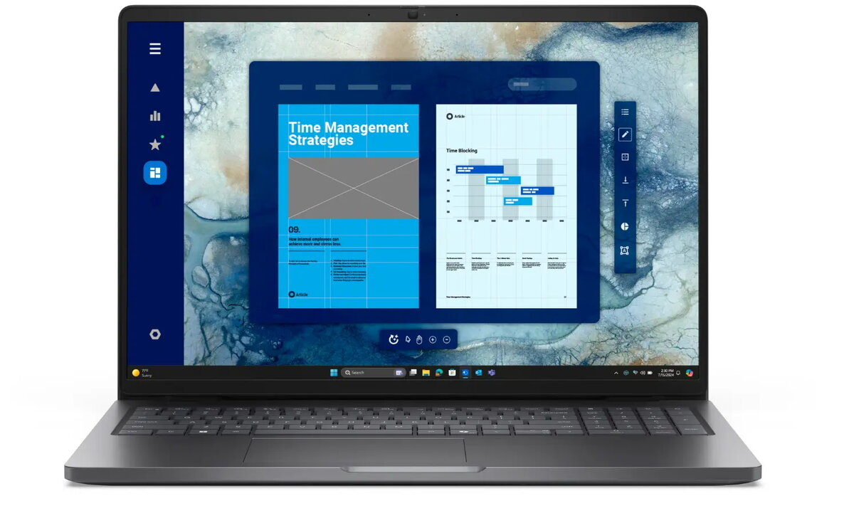 Laptop Dell Pro 16 PC16250 — 16" FHD+ (1920×1200) IPS anti-glare