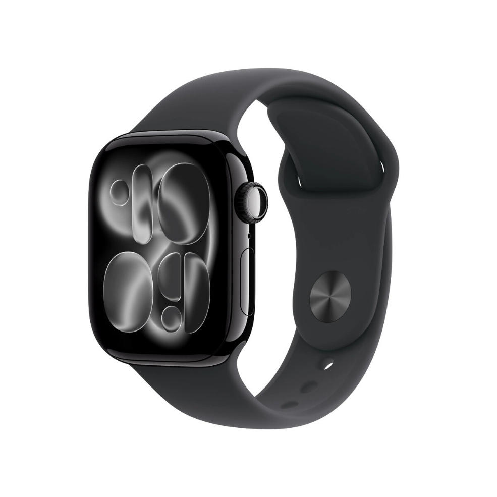 Smartwatch Apple Watch Series 11 GPS 42 mm, tiefschwarz, Aluminiumgehäuse, schwarzes Sportarmband (M/L)